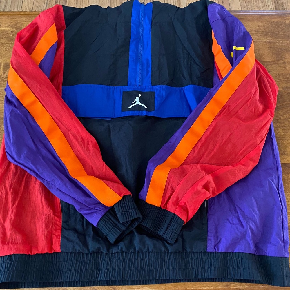 Nike Air Jordan Retro Colorblock Hooded Windbreaker Pullover Jacket Men's L - Picture 16 of 16